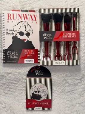 NEW! The Devil Wears Prada Cosmetic Brush Set,Face Mask Trio,& Compact Mirror